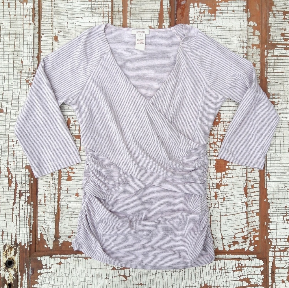 Sundance stripe wrap Vanessa 3/4 sleeve top small